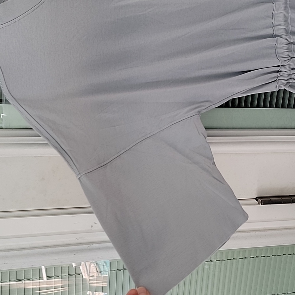 Everlane Cotton Tee Dress Tie Front Sz M Blue Gray One Side Slit Relaxed Fit - Picture 9 of 12